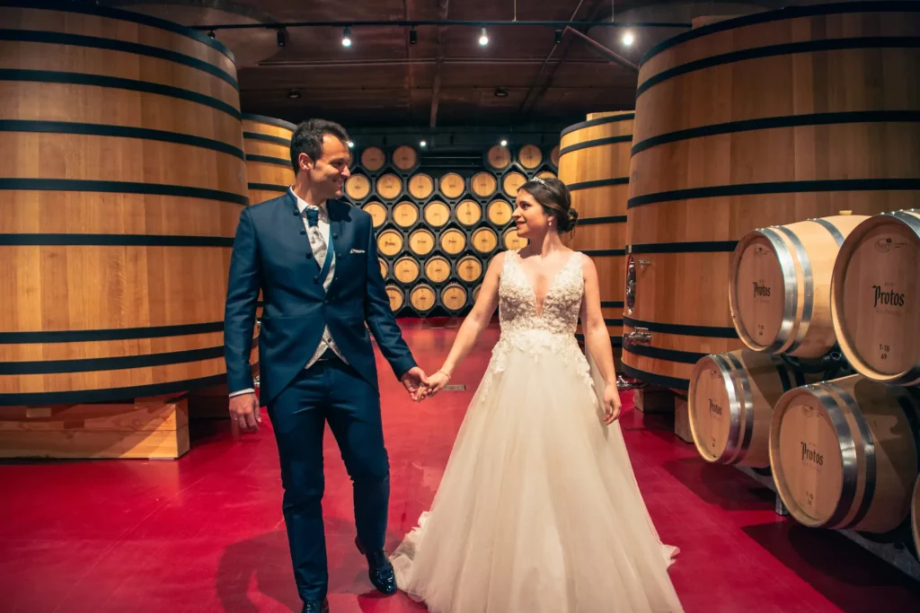 fotografía de pareja en el castillo de Peñafiel